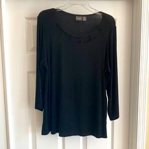 Chico’s Black Top with scalloped neck detail